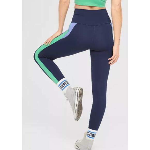 OFFLINE by Aerie Goals Colorblock Leggings Navy Blue, Green, Blue - Picture 5 of 9
